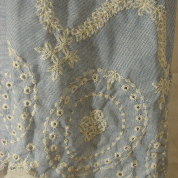 Lt Blue White Embroidered Kimono Jacket Boho Cover up Summer Lt Weight Beach S/M - Picture 15 of 15